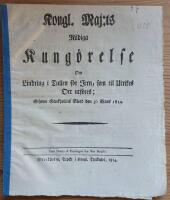 - Kongl. Maj:ts N&aring;diga Kung&ouml;relse Om Lindring i Tullen f&ouml;r Jern, som til Utrikes Ort utf&ouml;res; Gifwen Stockholms Slott den 30 Mars 1814.