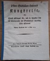 - &Ouml;fwer-St&aring;th&aring;llare-Embetets Kung&ouml;relse, Om Hwad iakttagas b&ouml;r, wid de Upgifter som til innewarande &aring;rs Bewillnings-taxering, skola afl&auml;mnas. Gifwen Stockholm den 15 Maji 1813.