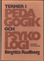 Termer I Pedagogik Och Psykologi
