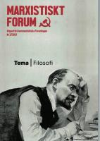 Marxistiskt Forum Nr3 2021. Tema: Filosofi