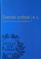 Svensk ordbok utgiven av Svenska Akademien. 2 band: band 1: A-L och band 2: M-&Ouml;