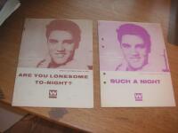 ELVIS PRESLEY 2 st svenska not/textblad - Are you lonesome...? + Such a night