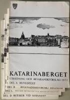 Katarinaberget - Utredning och bevarandef&ouml;rslag 1972. 4 delar. Del A:Huvudtext. Del B:Byggnadshistoriskt register. Del C:Bost&auml;der, befolkning och boendef&ouml;rh&aring;llanden. Del D:Butiker vid G&ouml;tgatan.