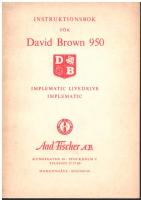 Instruktionsbok David Brown 950 Implematic Livedrive Implematic