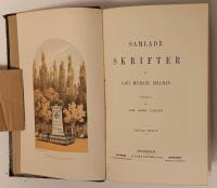 Samlade skrifter af Carl Michael Bellman utgifna af Joh. Gabr. Carl&eacute;n., I-IV + Musik till Carl Michael Bellmans samlade skrifter, efter den traditionella behandlingen arrangerad af J.A. Josephson (5 volymer)