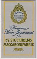 Tillagning av Kron-Maccaroni fr&aring;n A/B Stockholms maccaronifabrik.