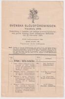 Svenska sl&ouml;jdf&ouml;reningens vinstlista 1899. F&ouml;rteckning &aring; best&auml;llda och ink&ouml;pta konstsl&ouml;jdalster, som genom lottning bland ledam&ouml;terna f&ouml;rdelades den 22 december 1899.