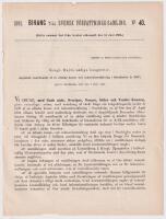 [Konst- och industritst&auml;llningen i Stockholm 1897] Kongl. Maj:ts n&aring;diga kung&ouml;relse, ang&aring;ende anordnande af en allm&auml;nn konst- och industriutst&auml;llning i Stockholm &aring;r 1897; gifven Stockholms slott den 7 juni 1895.