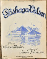 G&aring;shaga-valsen. Till direkt&ouml;r Nore Lindgren. Text av Svarta Masken. Musik av Anselm Johansson.