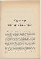 &Ouml;ppet bref till Hjalmar Branting.
