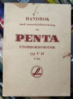 Handbok med reservdelsförteckning för Penta utombordsmotor typ U 21, 4 hk