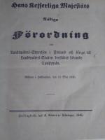 F&ouml;rhandsgranskning Hans Kejserliga Majest&auml;ts N&aring;diga F&ouml;rordning om Lantm&auml;teri-Styrelsen i Finland och &ouml;frige till Lantm&auml;teri-Staten derst&auml;ders h&ouml;rande Tjenstem&auml;n. Gifwen i Helsingfors, den 15 Maj 1848