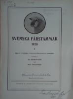 Svenska f&aring;rstammar 1920 I