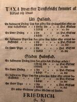 Tj&auml;nstefolkstaxa f&ouml;r Halmstad och Halland 1700-tal: Taxa hwarefter Tienstefolcket kommer att st&auml;djas och l&ouml;nas uti Halland - Staden Halmstad