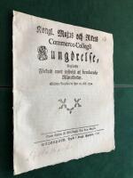 Tygers inf&ouml;rande 1700-tal: Kongl. Maj:ts Kung&ouml;relse ang&aring;ende F&ouml;rbud emot inf&ouml;rsel af broderade N&auml;tteldukar. 