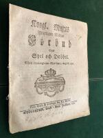 Spel och dobbel 1700-tal:  Kongl. Maj:ts ytterligare n&aring;diga F&ouml;rbud emot Spel och Dobbel. 