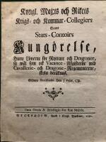 Soldatl&ouml;n 1700-tal: Kongl. Maj:ts Kung&ouml;relse huru L&ouml;nerne f&ouml;r Ryttare och Dragoner...skola ber&auml;knas. 
