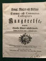 Vinimport 1700-tal: Kung&ouml;relse ang&aring;ende Spanska Winers inf&ouml;rskrifwnande. 