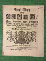 Karl XII - Kung&ouml;relse, "P&aring;bud", givet fr&aring;n Ystad den 1 Februarii 1716.