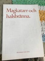Broschyr. Magkatarr och halsbr&auml;nna. 1987