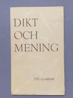 Dikt och mening, FIB:s lyrikklubbs &aring;rsbok 1954