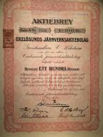 Aktiebrev Serie A - No 2508  - 100 Kronor i Oxel&ouml;sunds J&auml;rnverksaktiebolag