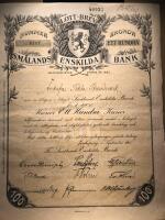 Lott-Brev. Sm&aring;lands Enskilda Bank. J&ouml;nk&ouml;ping i september 1917