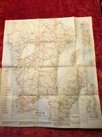 Godtk&ouml;ps-Reskarta N:o 1 &ouml;fver Sverige, upptagande jernv&auml;gar, g&auml;stgifvareg&aring;rdar, postanstaltar bruk m.m. Karta &ouml;fver segelleden kanalv&auml;gen fr&aring;n Stockholm till G&ouml;teborg