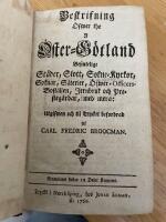 Beskrifning &ouml;fwer the i &Ouml;ster-G&ouml;tland befintelige St&auml;der, Slott, Sokne-kyrkor, Soknar, S&auml;terier, &Ouml;fwer-officersbost&auml;llen, Jernbruk och Presteg&aring;rdar, med mera