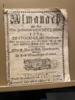 Almanach f&ouml;r &aring;ret efter fr&auml;lsarens Christi f&ouml;delse  1774. Til Stockholms horizont