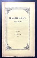 De legibus sacratis disquisitio.