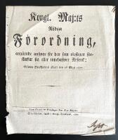 Kongl. Maj:ts n&aring;diga F&ouml;rordning, ang&aring;ende answar f&ouml;r den som olofligen f&ouml;rskaffar sig eller innehafwer Arsenik; Gifwen Stockholms slott den 26 maji 1827.