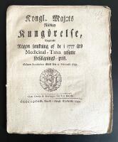 Kongl. maj:ts n&aring;diga Kung&ouml;relse, Ang&aring;ende N&aring;gon jemkning af de i 1777 &aring;rs Medicinal-Taxa utsatte f&ouml;rs&auml;lgnings-pris. Gifwen Stockholms Slott den 12 februarii 1799.