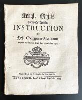 Kongl. maj:ts f&ouml;rnyade n&aring;diga instruction f&ouml;r des collegium-medicum. Gifwen Stockholms slott den 28 october 1797.