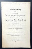 F&ouml;rteckning &ouml;fver en samling b&ouml;cker, gravyrer och planscher, utl&auml;ndska och en del svenska, mynt, etnografiska f&ouml;rem&aring;l m. m.