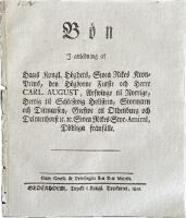 B&ouml;n i anledning av kronprins Carl Augusts d&ouml;d &ndash; B&Ouml;N I ANLEDNING AF HANS KONGL. H&Ouml;GHETS ... D&Ouml;DLIGA FR&Aring;NF&Auml;LLE (1810)