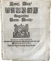 Barnamord &ndash; KONGL. MAY:TS P&Aring;BUDH ANG&Aring;ENDHE BARNE-MORDH (1684)