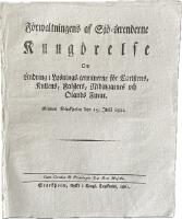 Fyrarnas lysningsterminer &ndash; F&Ouml;RWALTNINGENS AF SJ&Ouml;-&Auml;RENDERNE KUNG&Ouml;RELSE OM &Auml;NDRING I LYSNINGS-TERMINERNE (1821)