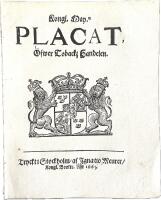 Tobak och tobakshandel &ndash; Kongl. May.tz Placat, &Ouml;fwer Tobackz Handelen (1665)