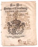 Kongl. May:tz Stadga och F&ouml;rordning, Tobaks Handelen Ang&aring;ende 