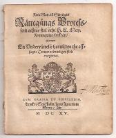 Kon: may. til Swerigis R&auml;tteg&aring;ngs Process, som achtas skal vthi H. K. May. Konungzlige Hoffr&auml;tt, sampt en vnderr&auml;ttelse huruledes the affsagde Domar ordentligen skole exequeras 