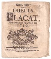 Kongl. maj:ts F&ouml;rnyade Duells-Placat 
