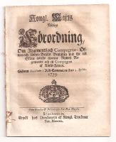 Kongl. Maj:ts N&aring;dige F&ouml;rordning, Om Regements- och Compagnie &Ouml;fwer- och Under Bef&auml;ls Bost&auml;llen wid the uti Sk&aring;ne indelte twenne Rytterie Regementer och ett Compagnie af Adels-Fanan 