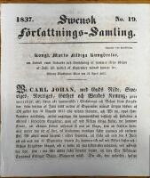 Kongl. Maj:ts N&aring;diga Kung&ouml;relse; om f&ouml;rbud emot fiskande och f&ouml;rs&auml;ljning af hummer ifr&aring;n b&ouml;rjan af Julii till medlet af September m&aring;nad hwarje &aring;r;  Giften Stockholms Slott den 21 April 1837.