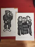 Svenolof Ehren. Br&ouml;llopsbesv&auml;r. 7 linoleumsnitt 