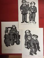 Svenolof Ehren. Br&ouml;llopsbesv&auml;r. 7 linoleumsnitt 