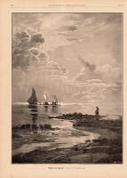 Tr&auml;snitt &rdquo;Kvinna spanar p&aring; segelfartyg&rdquo; fr&aring;n 1886