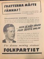 Retro-annons ”Folkpartiet - Skatterna måste sänkas!” från 1944