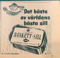 Retro-annons &rdquo;ABBA Bankett-sill - Det b&auml;sta av v&auml;rldens b&auml;sta sill&rdquo; fr&aring;n 1953