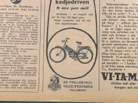 Retro-annons &rdquo;Mustang moped - 9 &ouml;re per mil&rdquo; fr&aring;n 1953